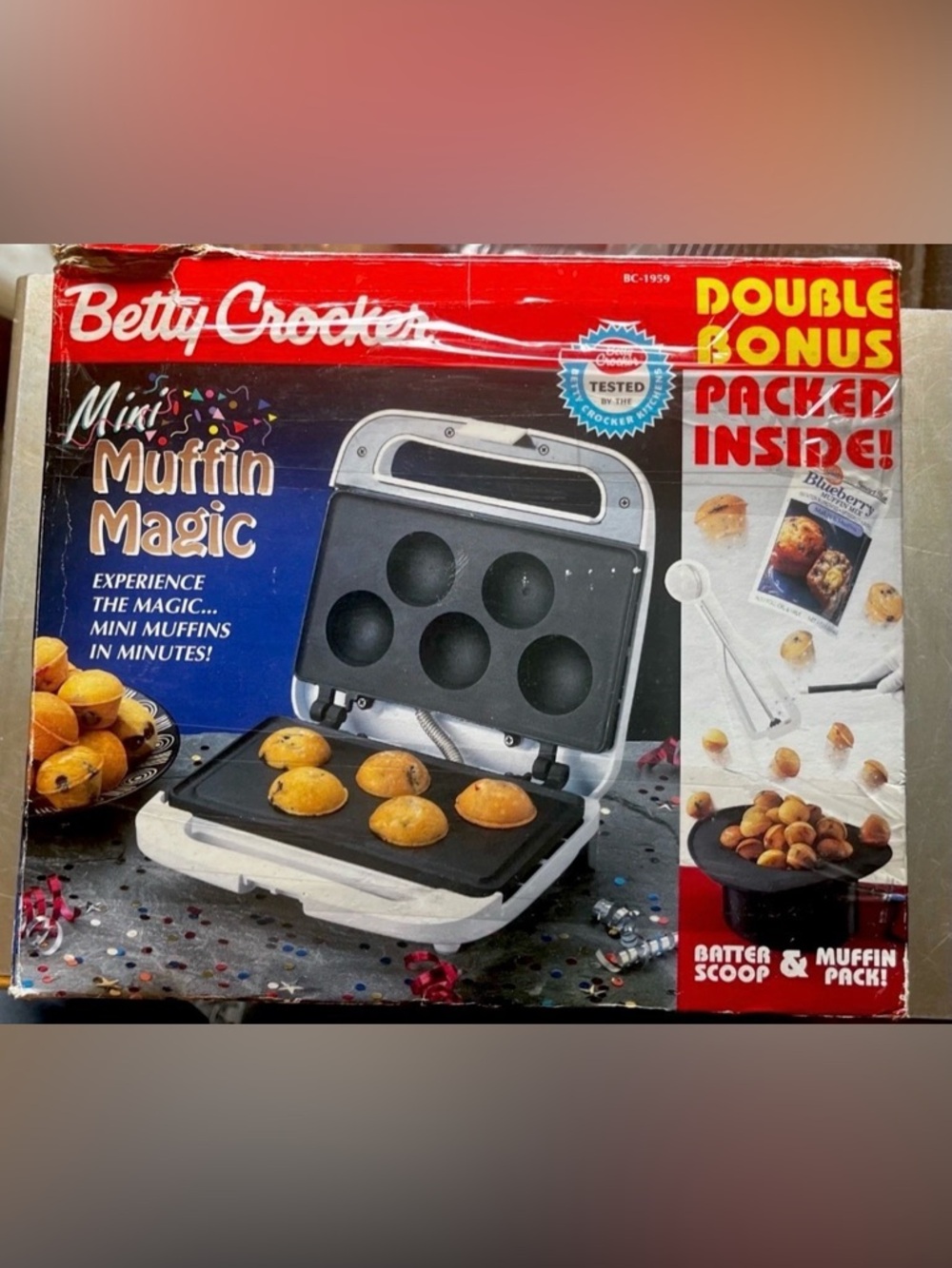 Betty Crocker Mini Muffin Maker BC-1959 Vintage 5 Cup Nonstick